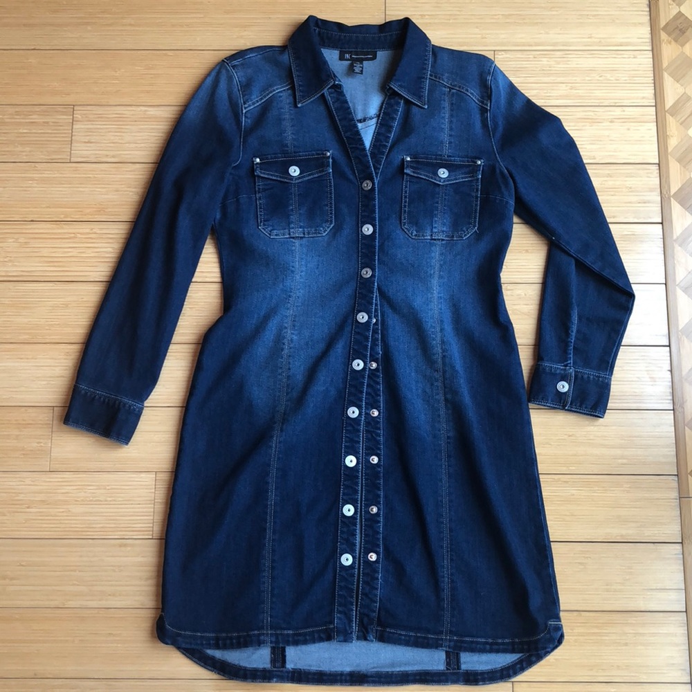 INC Denim Long Sleeve Dress
